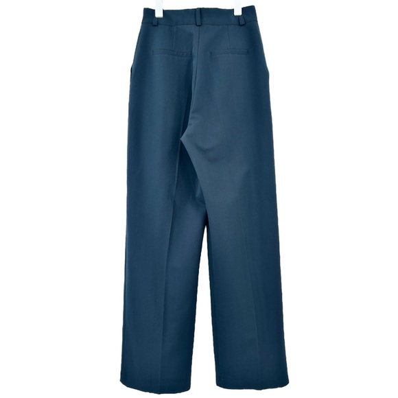 Frankie Shop Dark Teal Blue High Waisted Wide Leg Trousers Pants sz S - Picture 2 of 6